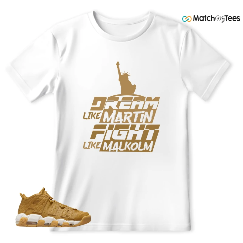 NIKE AIR MORE UPTEMPO QUILTED WHEAT GUM LIGHT BROWN (WOMEN'S) SNEAKER Matching Tees t-shirt
