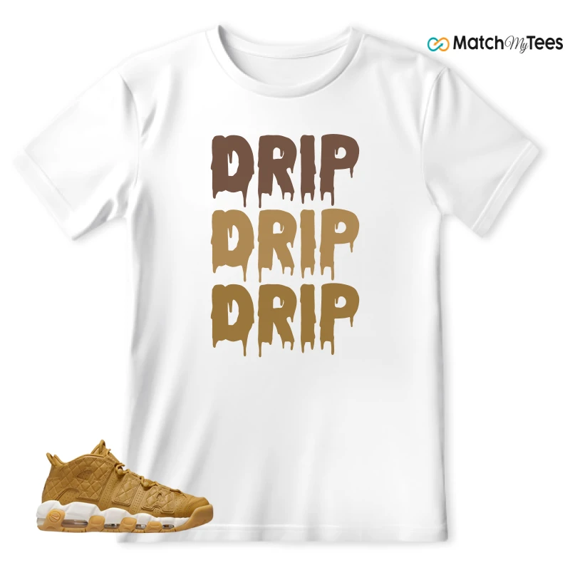 NIKE AIR MORE UPTEMPO QUILTED WHEAT GUM LIGHT BROWN (WOMEN'S) SNEAKER Matching Tees t-shirt