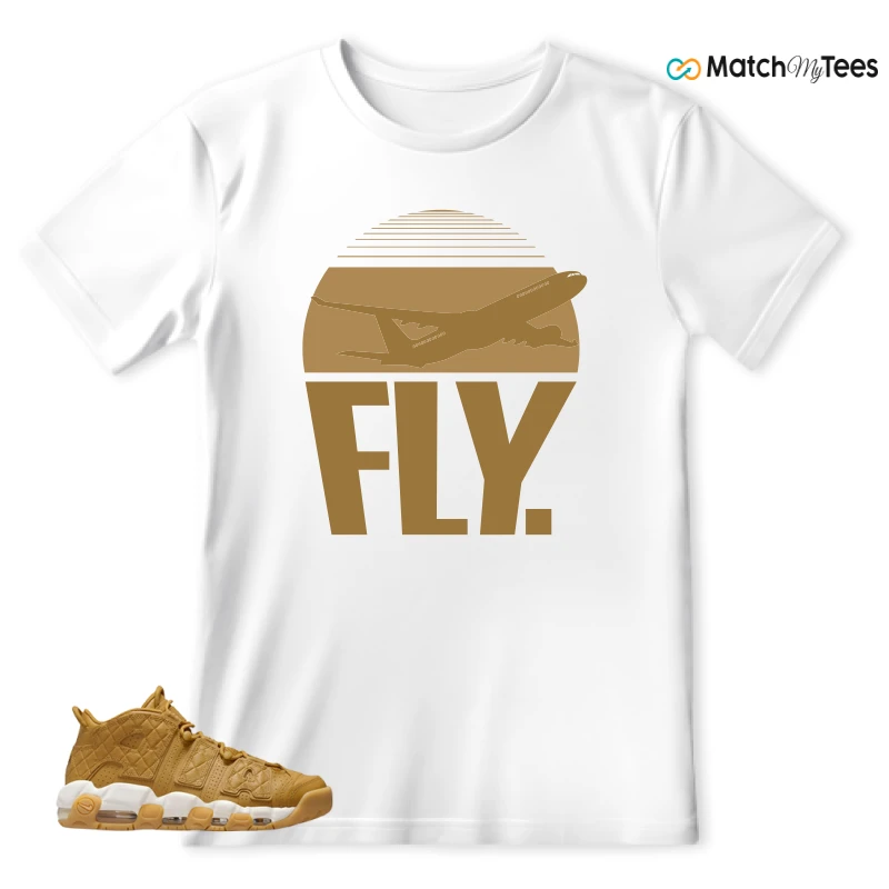 NIKE AIR MORE UPTEMPO QUILTED WHEAT GUM LIGHT BROWN (WOMEN'S) SNEAKER Matching Tees t-shirt