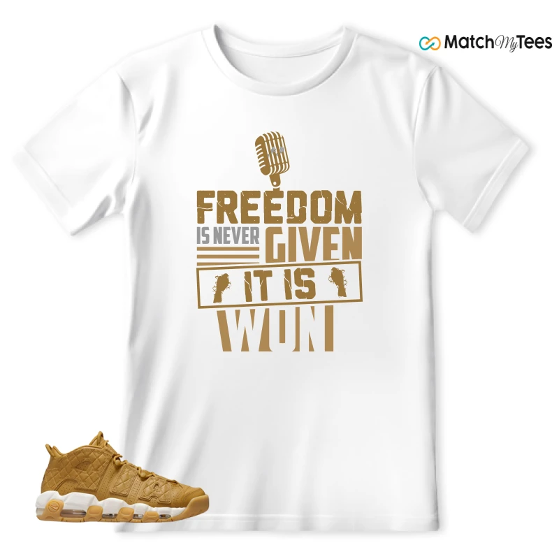 NIKE AIR MORE UPTEMPO QUILTED WHEAT GUM LIGHT BROWN (WOMEN'S) SNEAKER Matching Tees t-shirt