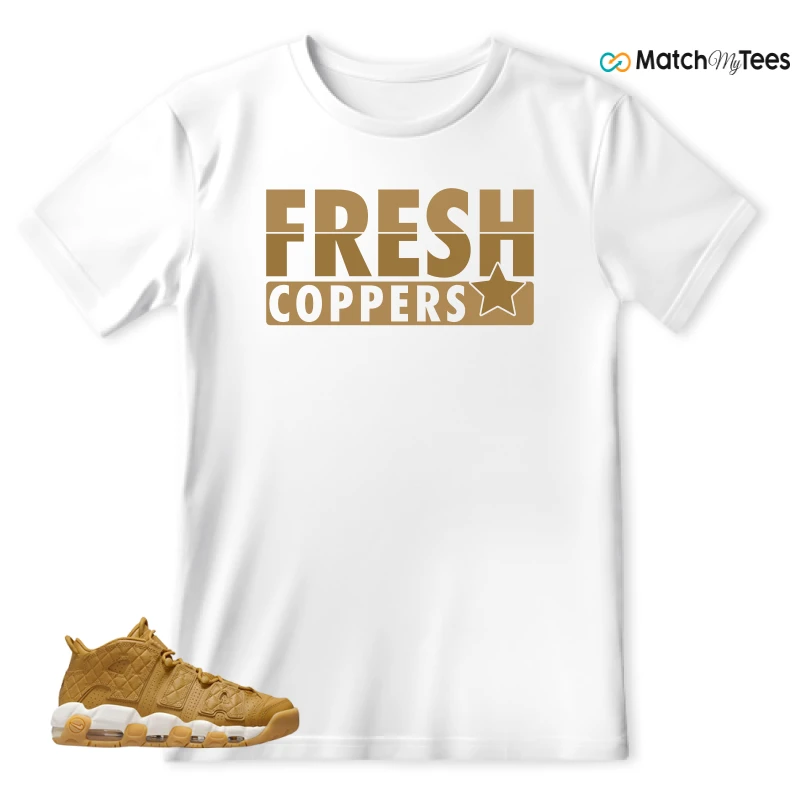 NIKE AIR MORE UPTEMPO QUILTED WHEAT GUM LIGHT BROWN (WOMEN'S) SNEAKER Matching Tees t-shirt