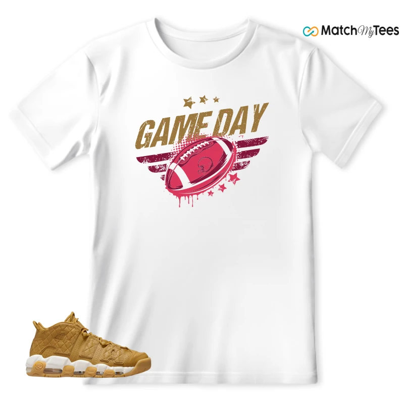 NIKE AIR MORE UPTEMPO QUILTED WHEAT GUM LIGHT BROWN (WOMEN'S) SNEAKER Matching Tees t-shirt