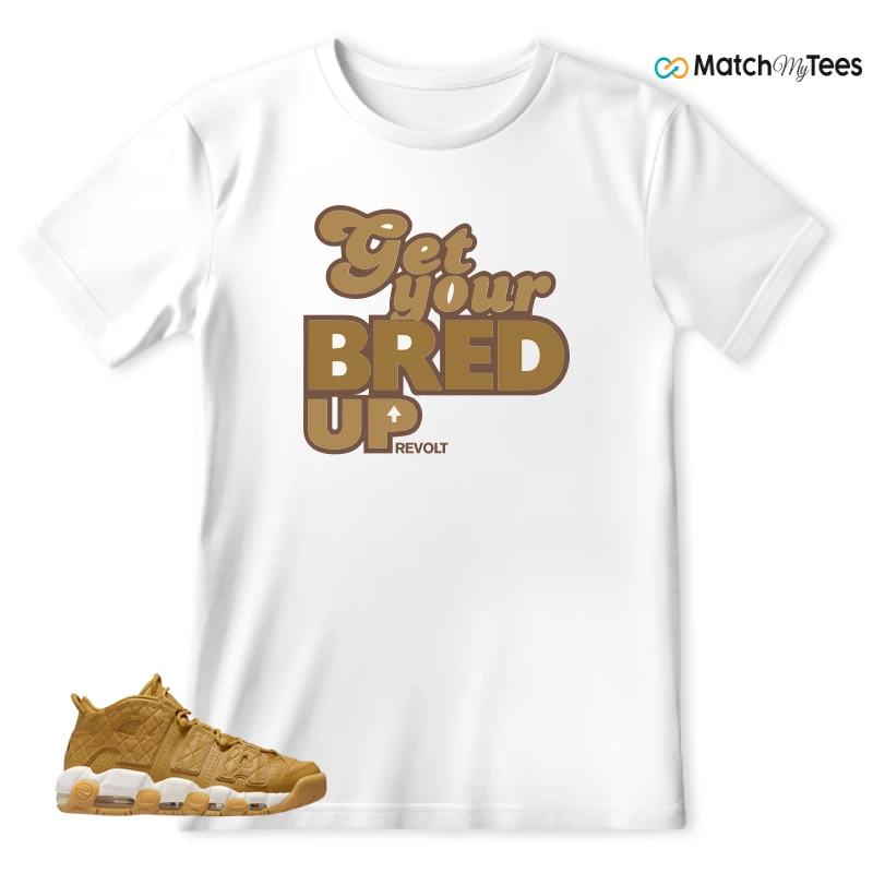 NIKE AIR MORE UPTEMPO QUILTED WHEAT GUM LIGHT BROWN (WOMEN'S) SNEAKER Matching Tees t-shirt