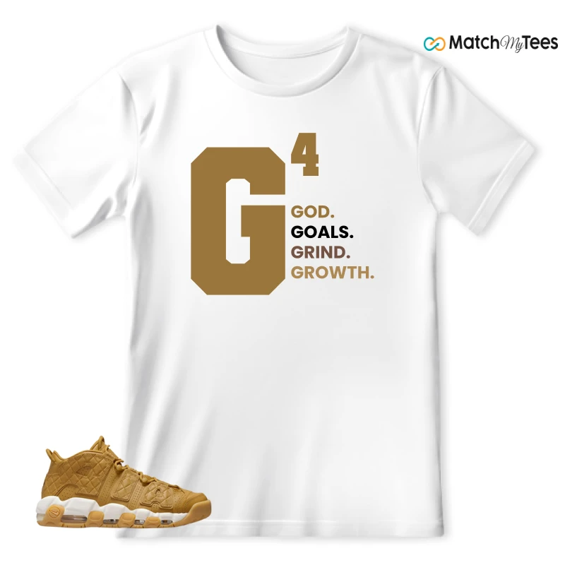 NIKE AIR MORE UPTEMPO QUILTED WHEAT GUM LIGHT BROWN (WOMEN'S) SNEAKER Matching Tees t-shirt
