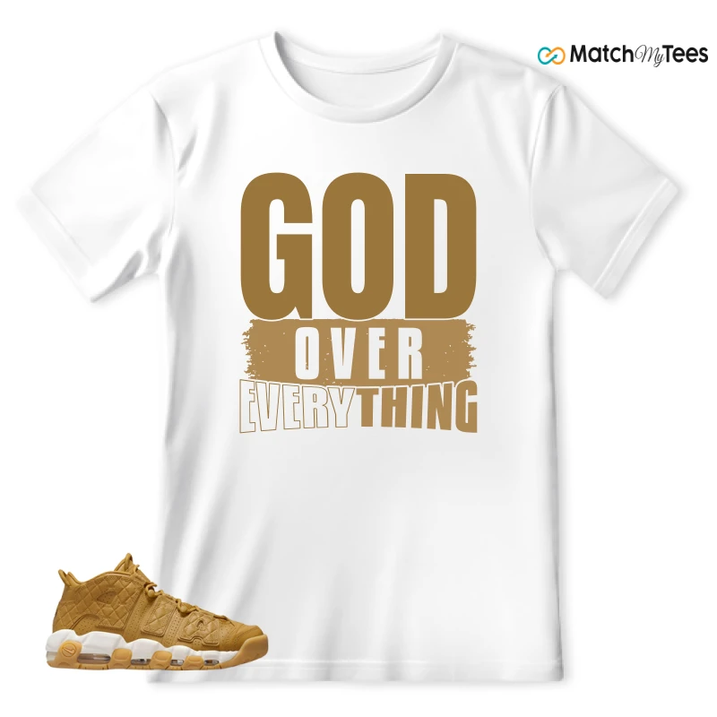 NIKE AIR MORE UPTEMPO QUILTED WHEAT GUM LIGHT BROWN (WOMEN'S) SNEAKER Matching Tees t-shirt
