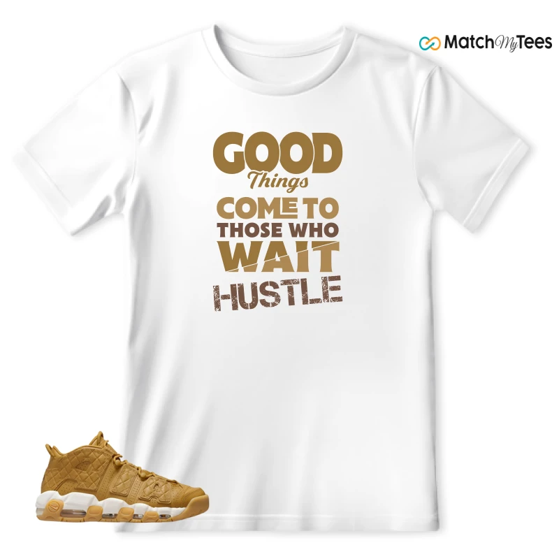 NIKE AIR MORE UPTEMPO QUILTED WHEAT GUM LIGHT BROWN (WOMEN'S) SNEAKER Matching Tees t-shirt