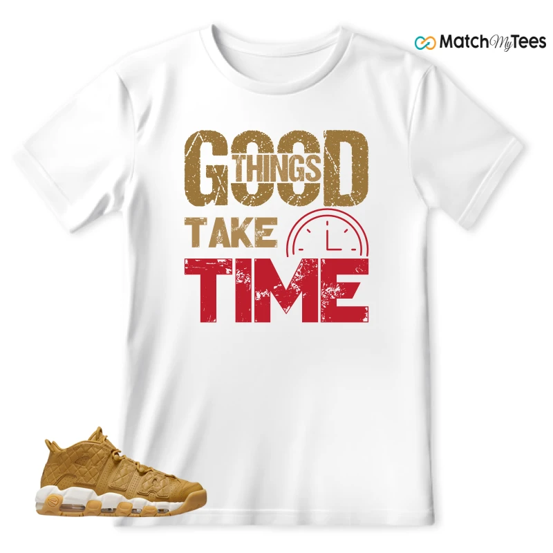 NIKE AIR MORE UPTEMPO QUILTED WHEAT GUM LIGHT BROWN (WOMEN'S) SNEAKER Matching Tees t-shirt