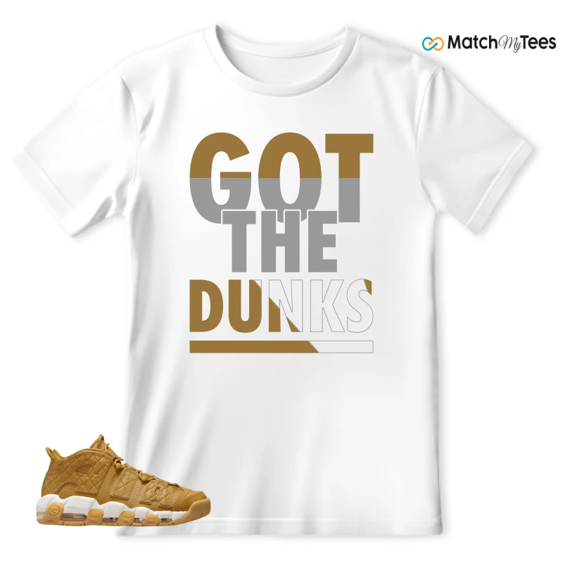 NIKE AIR MORE UPTEMPO QUILTED WHEAT GUM LIGHT BROWN (WOMEN'S) SNEAKER Matching Tees t-shirt