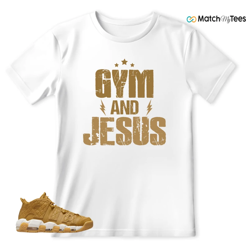 NIKE AIR MORE UPTEMPO QUILTED WHEAT GUM LIGHT BROWN (WOMEN'S) SNEAKER Matching Tees t-shirt