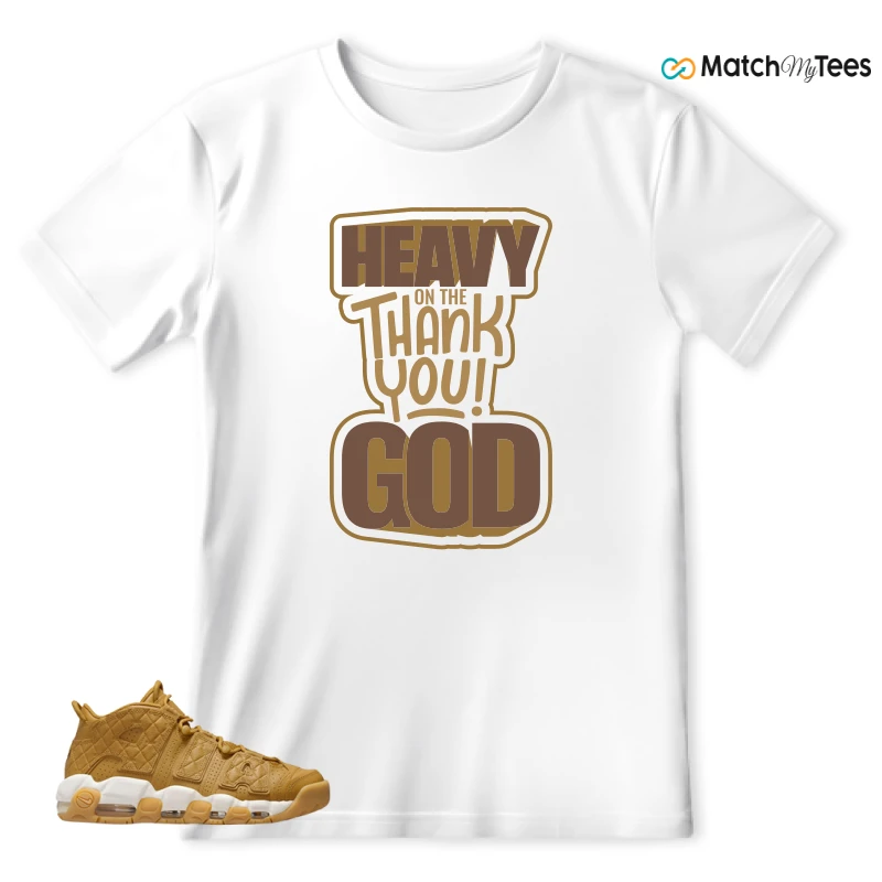 NIKE AIR MORE UPTEMPO QUILTED WHEAT GUM LIGHT BROWN (WOMEN'S) SNEAKER Matching Tees t-shirt