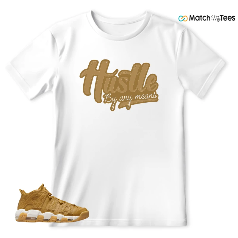 NIKE AIR MORE UPTEMPO QUILTED WHEAT GUM LIGHT BROWN (WOMEN'S) SNEAKER Matching Tees t-shirt