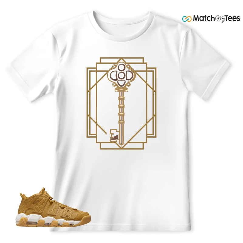 NIKE AIR MORE UPTEMPO QUILTED WHEAT GUM LIGHT BROWN (WOMEN'S) SNEAKER Matching Tees t-shirt