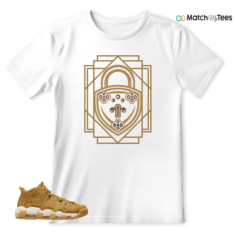 NIKE AIR MORE UPTEMPO QUILTED WHEAT GUM LIGHT BROWN (WOMEN'S) SNEAKER Matching Tees t-shirt