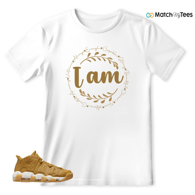 NIKE AIR MORE UPTEMPO QUILTED WHEAT GUM LIGHT BROWN (WOMEN'S) SNEAKER Matching Tees t-shirt