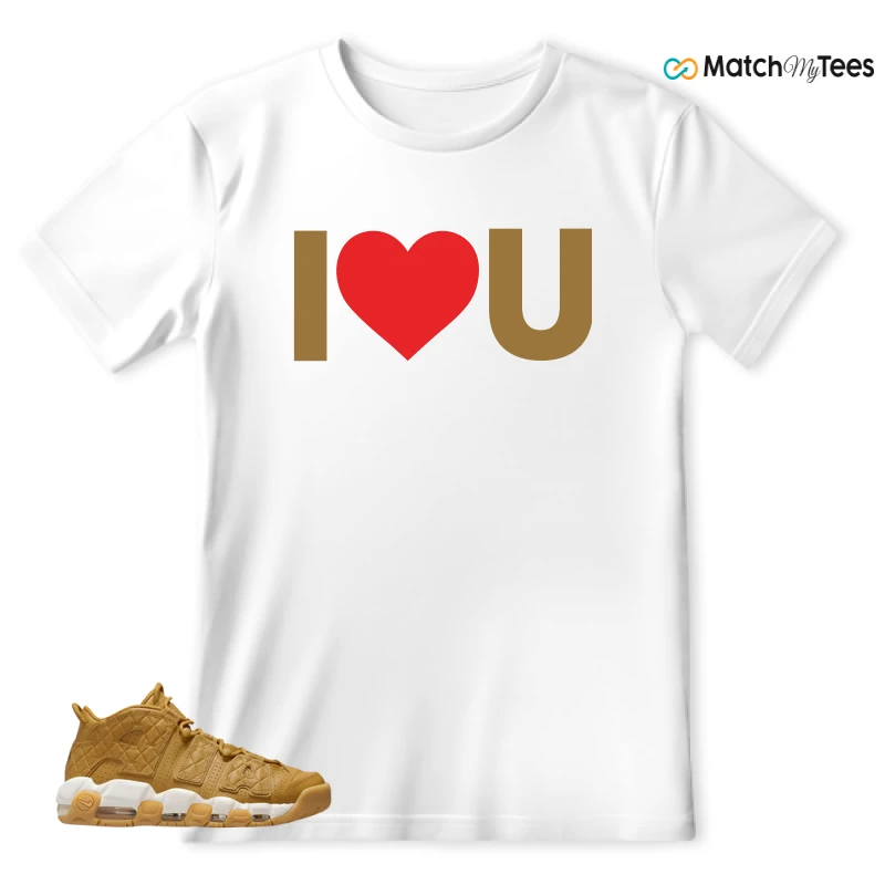 NIKE AIR MORE UPTEMPO QUILTED WHEAT GUM LIGHT BROWN (WOMEN'S) SNEAKER Matching Tees t-shirt
