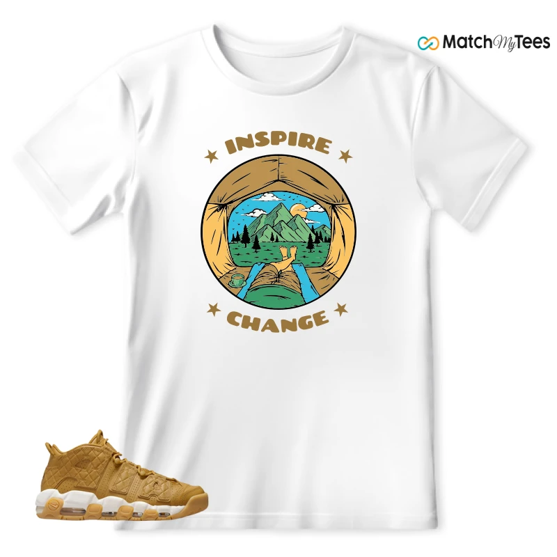 NIKE AIR MORE UPTEMPO QUILTED WHEAT GUM LIGHT BROWN (WOMEN'S) SNEAKER Matching Tees t-shirt