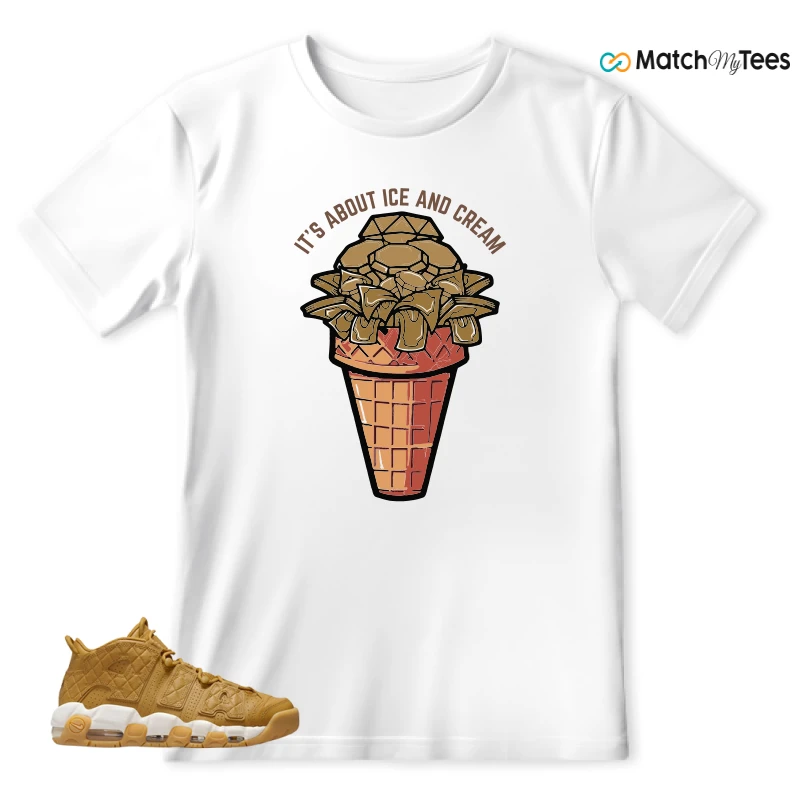 NIKE AIR MORE UPTEMPO QUILTED WHEAT GUM LIGHT BROWN (WOMEN'S) SNEAKER Matching Tees t-shirt