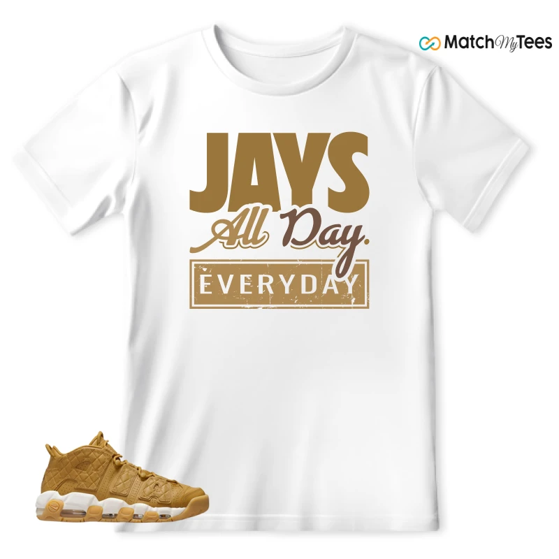 NIKE AIR MORE UPTEMPO QUILTED WHEAT GUM LIGHT BROWN (WOMEN'S) SNEAKER Matching Tees t-shirt