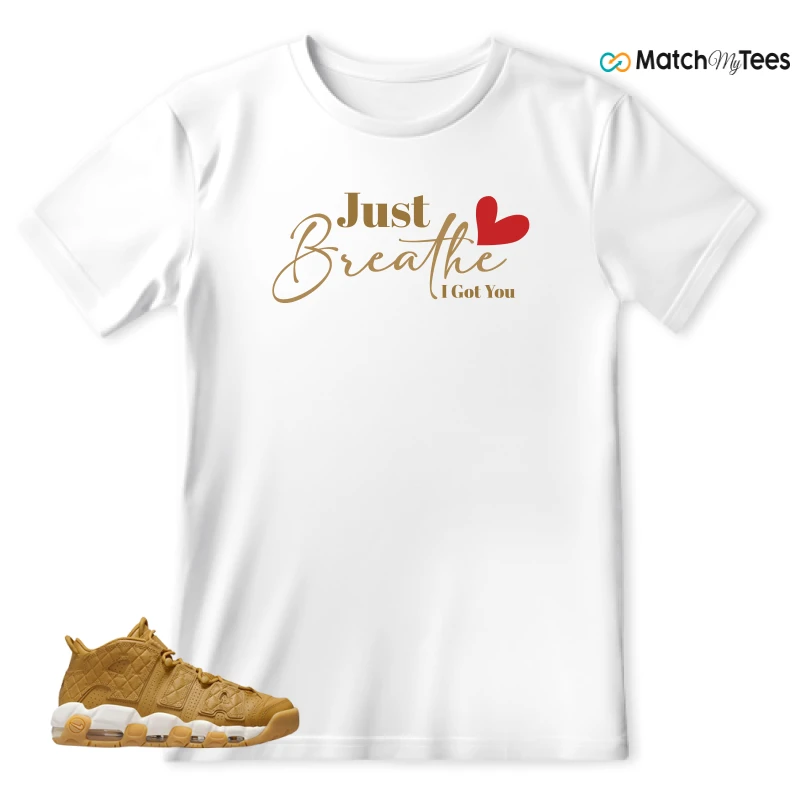 NIKE AIR MORE UPTEMPO QUILTED WHEAT GUM LIGHT BROWN (WOMEN'S) SNEAKER Matching Tees t-shirt