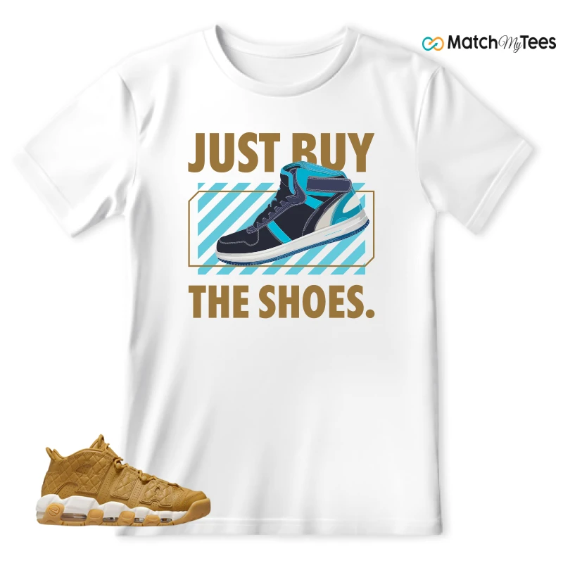 NIKE AIR MORE UPTEMPO QUILTED WHEAT GUM LIGHT BROWN (WOMEN'S) SNEAKER Matching Tees t-shirt