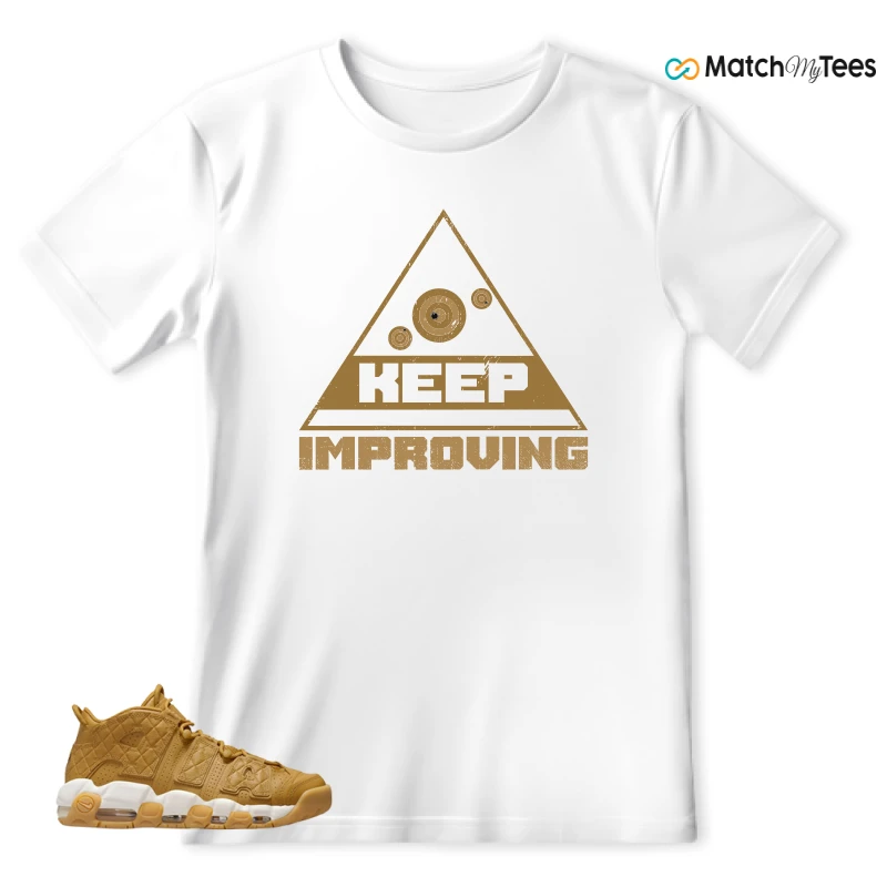 NIKE AIR MORE UPTEMPO QUILTED WHEAT GUM LIGHT BROWN (WOMEN'S) SNEAKER Matching Tees t-shirt