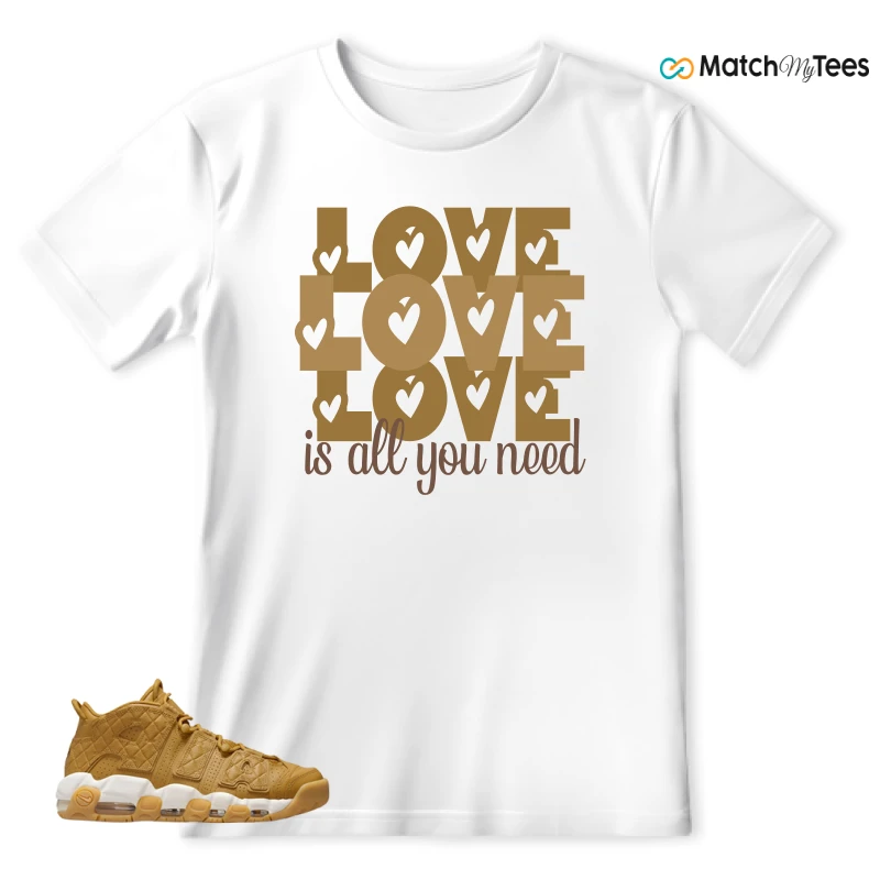 NIKE AIR MORE UPTEMPO QUILTED WHEAT GUM LIGHT BROWN (WOMEN'S) SNEAKER Matching Tees t-shirt