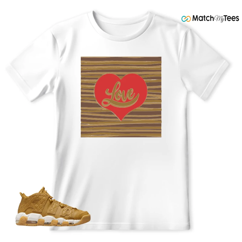NIKE AIR MORE UPTEMPO QUILTED WHEAT GUM LIGHT BROWN (WOMEN'S) SNEAKER Matching Tees t-shirt