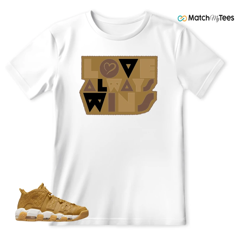 NIKE AIR MORE UPTEMPO QUILTED WHEAT GUM LIGHT BROWN (WOMEN'S) SNEAKER Matching Tees t-shirt