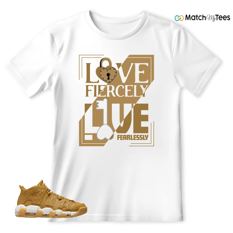 NIKE AIR MORE UPTEMPO QUILTED WHEAT GUM LIGHT BROWN (WOMEN'S) SNEAKER Matching Tees t-shirt