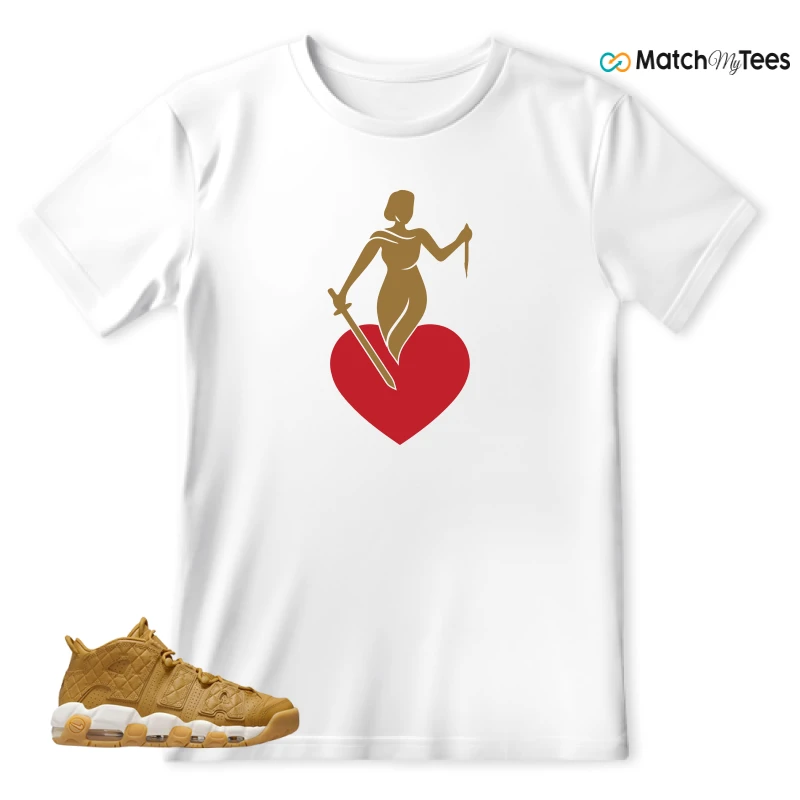 NIKE AIR MORE UPTEMPO QUILTED WHEAT GUM LIGHT BROWN (WOMEN'S) SNEAKER Matching Tees t-shirt