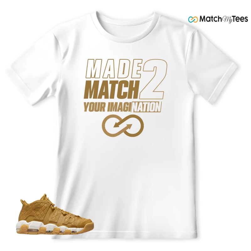 NIKE AIR MORE UPTEMPO QUILTED WHEAT GUM LIGHT BROWN (WOMEN'S) SNEAKER Matching Tees t-shirt