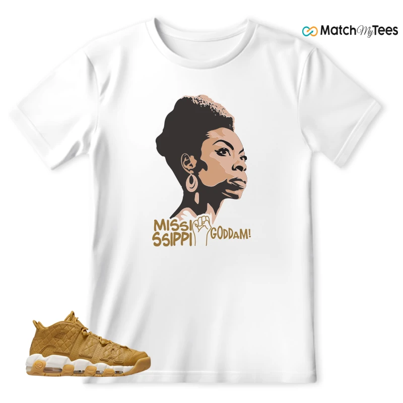 NIKE AIR MORE UPTEMPO QUILTED WHEAT GUM LIGHT BROWN (WOMEN'S) SNEAKER Matching Tees t-shirt