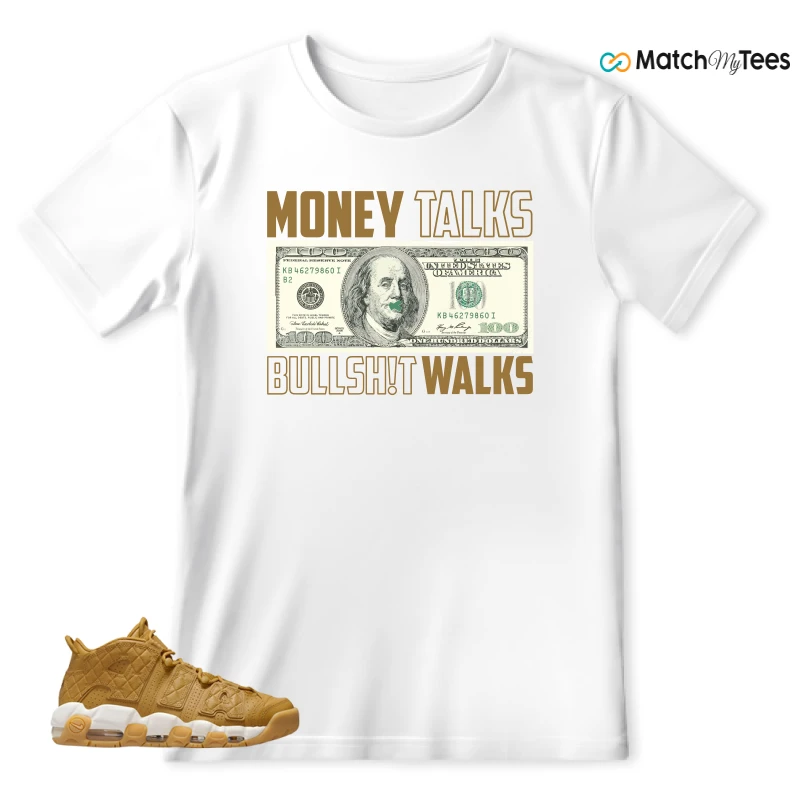 NIKE AIR MORE UPTEMPO QUILTED WHEAT GUM LIGHT BROWN (WOMEN'S) SNEAKER Matching Tees t-shirt