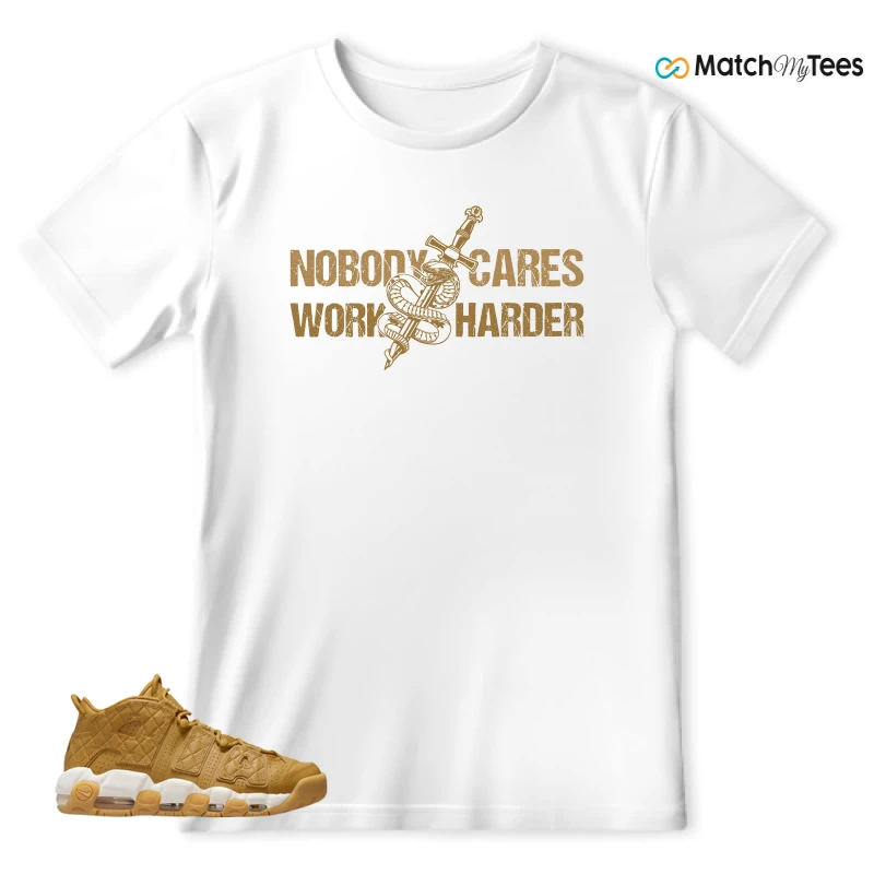 NIKE AIR MORE UPTEMPO QUILTED WHEAT GUM LIGHT BROWN (WOMEN'S) SNEAKER Matching Tees t-shirt