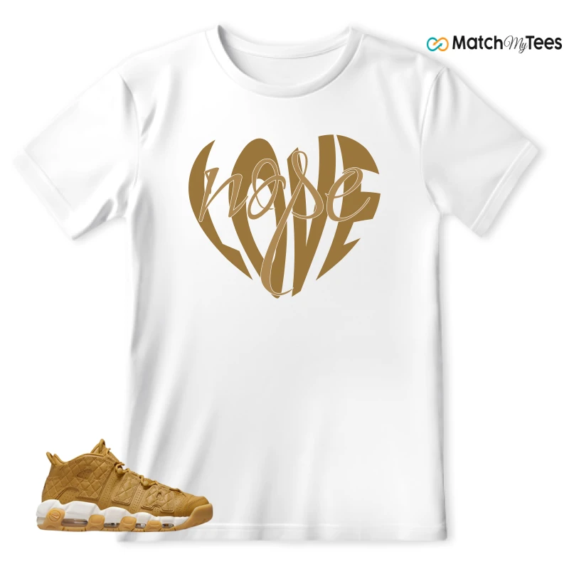 NIKE AIR MORE UPTEMPO QUILTED WHEAT GUM LIGHT BROWN (WOMEN'S) SNEAKER Matching Tees t-shirt