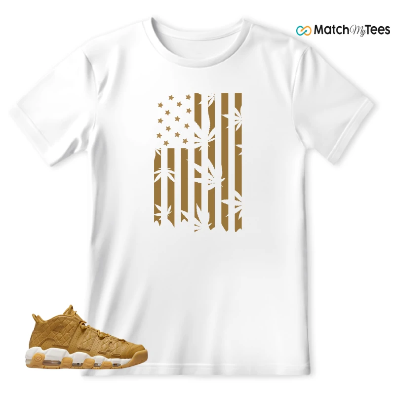 NIKE AIR MORE UPTEMPO QUILTED WHEAT GUM LIGHT BROWN (WOMEN'S) SNEAKER Matching Tees t-shirt