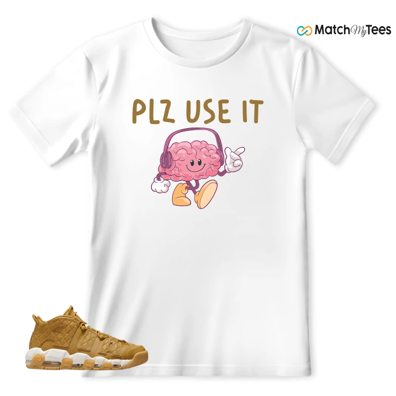 NIKE AIR MORE UPTEMPO QUILTED WHEAT GUM LIGHT BROWN (WOMEN'S) SNEAKER Matching Tees t-shirt