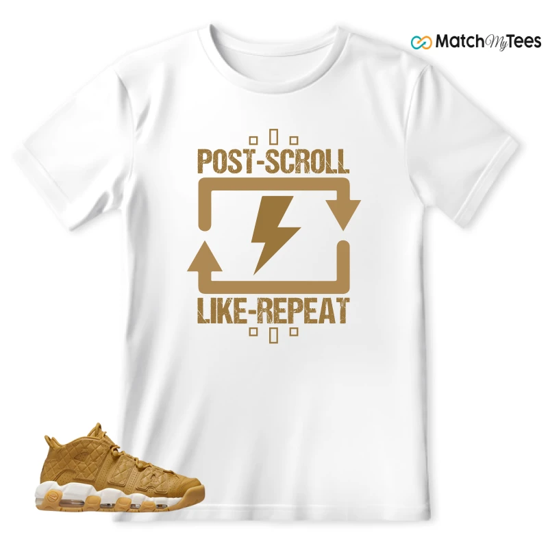 NIKE AIR MORE UPTEMPO QUILTED WHEAT GUM LIGHT BROWN (WOMEN'S) SNEAKER Matching Tees t-shirt