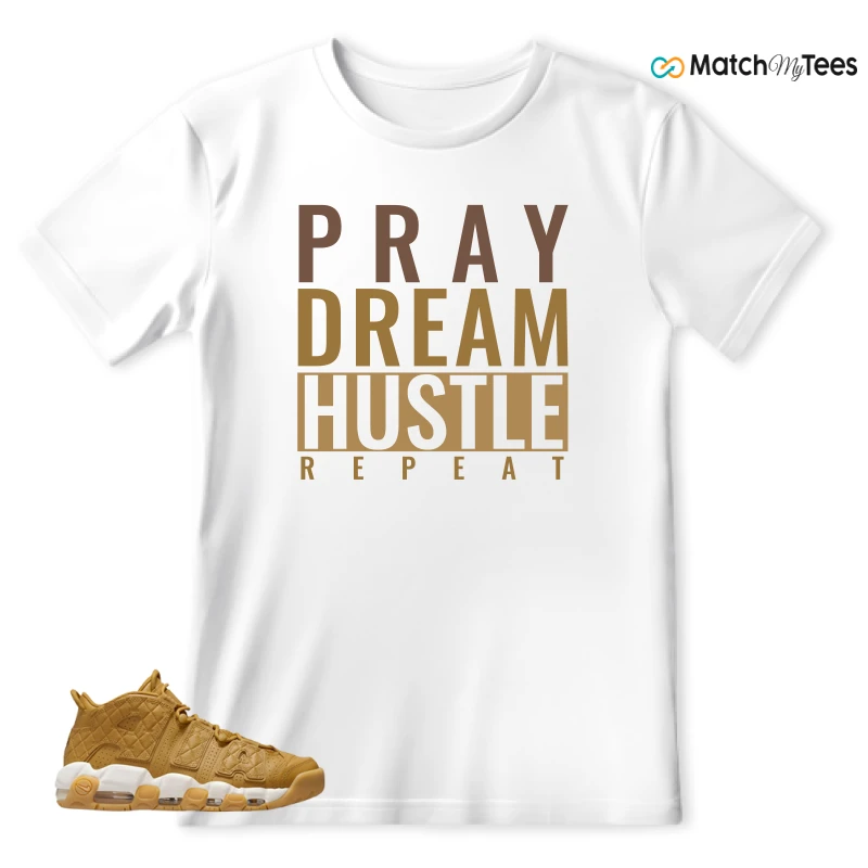 NIKE AIR MORE UPTEMPO QUILTED WHEAT GUM LIGHT BROWN (WOMEN'S) SNEAKER Matching Tees t-shirt