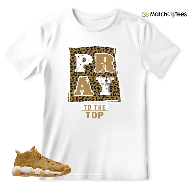NIKE AIR MORE UPTEMPO QUILTED WHEAT GUM LIGHT BROWN (WOMEN'S) SNEAKER Matching Tees t-shirt