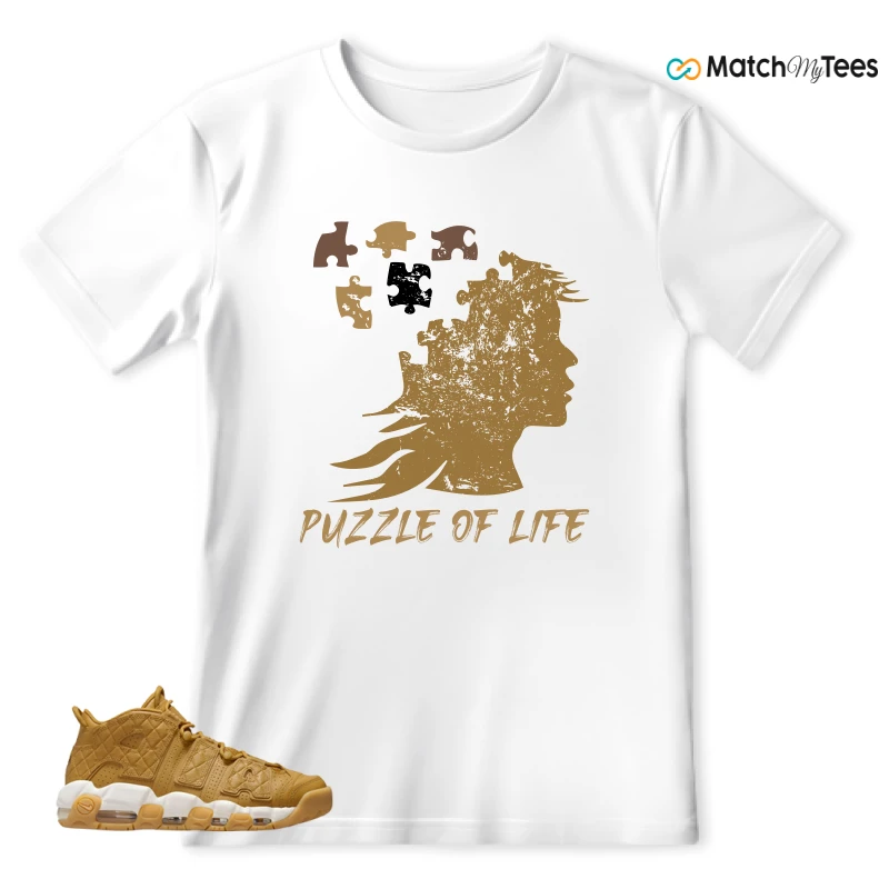 NIKE AIR MORE UPTEMPO QUILTED WHEAT GUM LIGHT BROWN (WOMEN'S) SNEAKER Matching Tees t-shirt