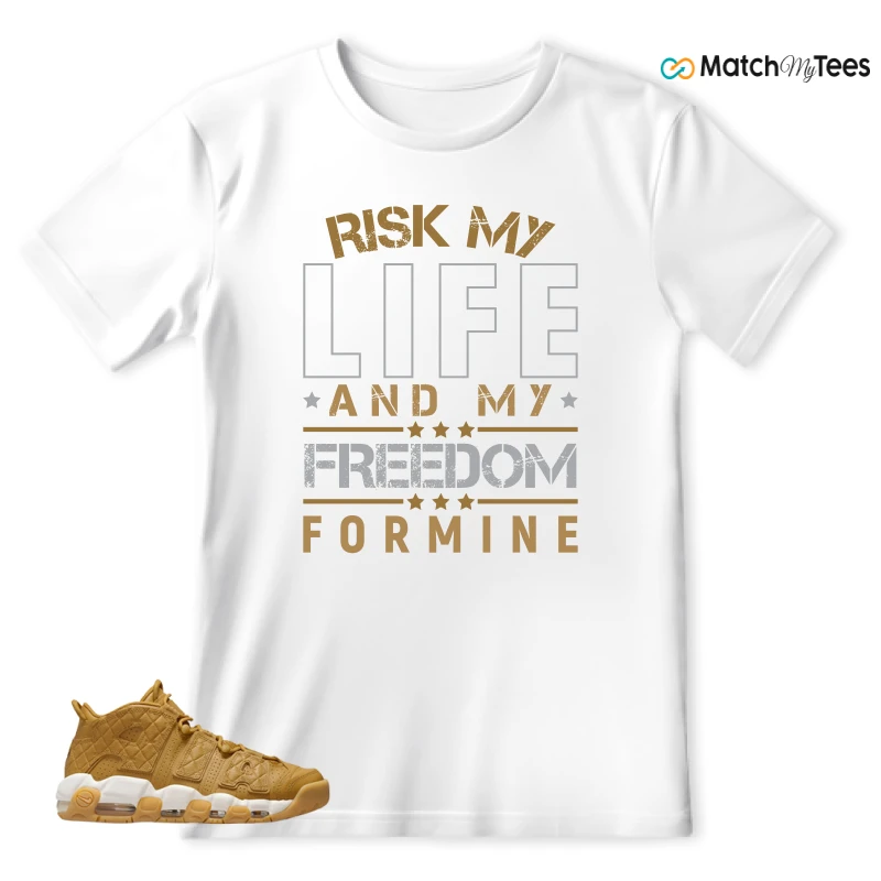 NIKE AIR MORE UPTEMPO QUILTED WHEAT GUM LIGHT BROWN (WOMEN'S) SNEAKER Matching Tees t-shirt