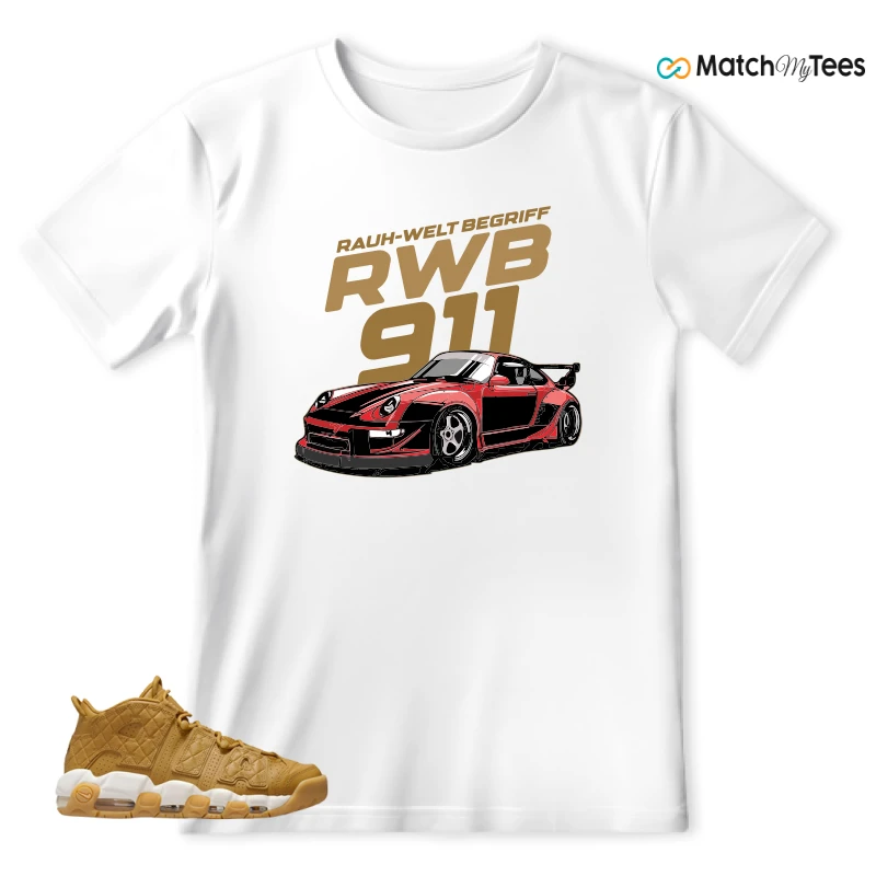 NIKE AIR MORE UPTEMPO QUILTED WHEAT GUM LIGHT BROWN (WOMEN'S) SNEAKER Matching Tees t-shirt
