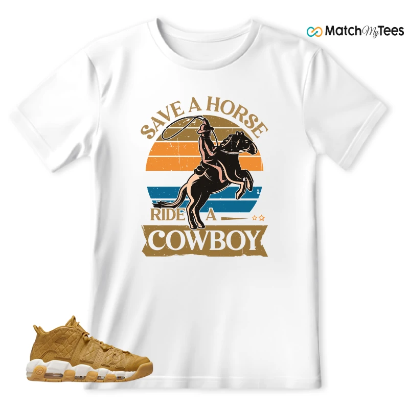 NIKE AIR MORE UPTEMPO QUILTED WHEAT GUM LIGHT BROWN (WOMEN'S) SNEAKER Matching Tees t-shirt