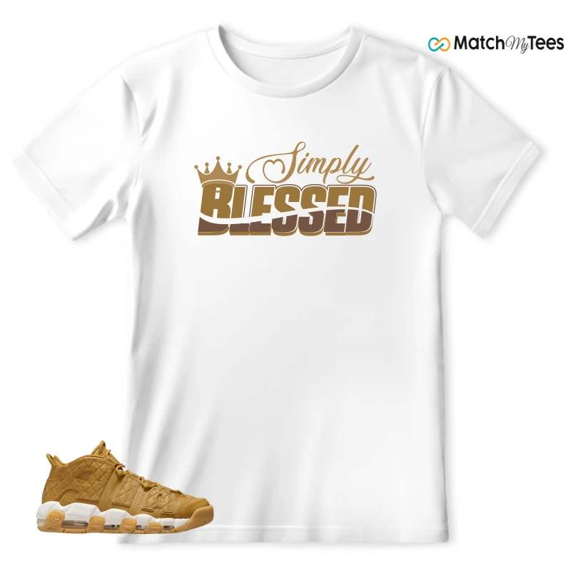 NIKE AIR MORE UPTEMPO QUILTED WHEAT GUM LIGHT BROWN (WOMEN'S) SNEAKER Matching Tees t-shirt