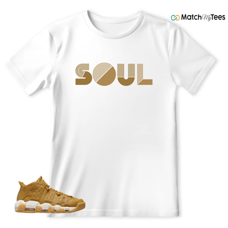 NIKE AIR MORE UPTEMPO QUILTED WHEAT GUM LIGHT BROWN (WOMEN'S) SNEAKER Matching Tees t-shirt
