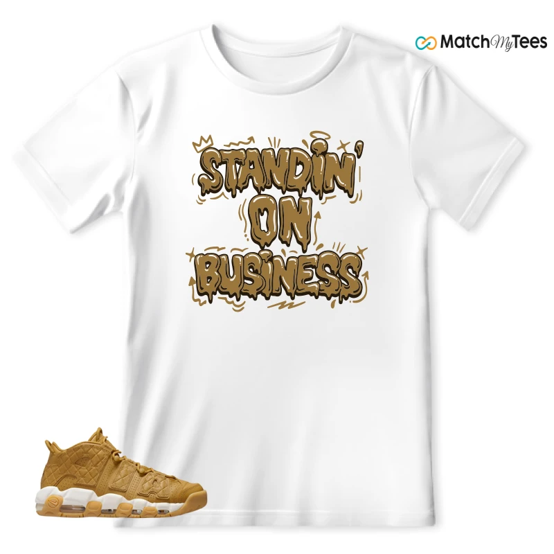 NIKE AIR MORE UPTEMPO QUILTED WHEAT GUM LIGHT BROWN (WOMEN'S) SNEAKER Matching Tees t-shirt