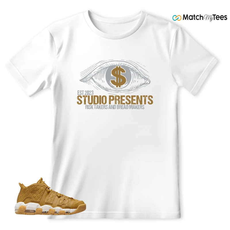 NIKE AIR MORE UPTEMPO QUILTED WHEAT GUM LIGHT BROWN (WOMEN'S) SNEAKER Matching Tees t-shirt
