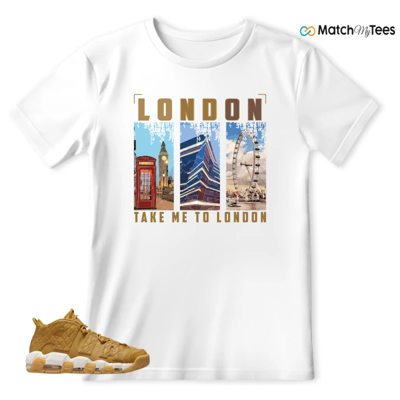 NIKE AIR MORE UPTEMPO QUILTED WHEAT GUM LIGHT BROWN (WOMEN'S) SNEAKER Matching Tees t-shirt