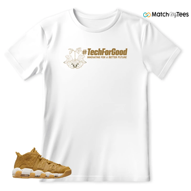 NIKE AIR MORE UPTEMPO QUILTED WHEAT GUM LIGHT BROWN (WOMEN'S) SNEAKER Matching Tees t-shirt